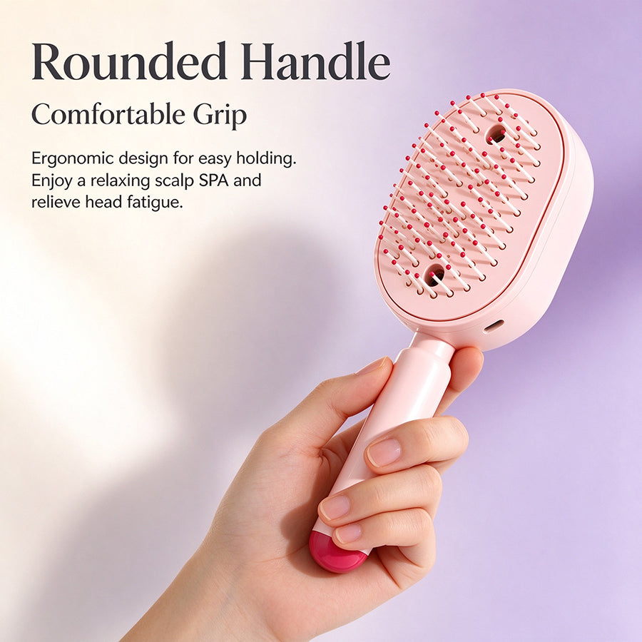 Anti-Tangle, Anti Static Electric Spray Air Cushion Massage Comb for Women, Rechargeable Steam Hair Straightener