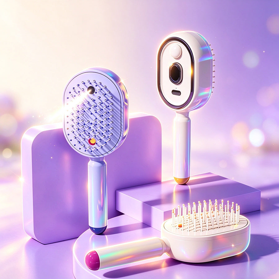 Anti-Tangle, Anti Static Electric Spray Air Cushion Massage Comb for Women, Rechargeable Steam Hair Straightener