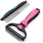 Mevera Pet Grooming Combo: Undercoat Rake, Dematting Deshedding Brush for Long-Haired Dogs and Cats