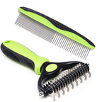 Mevera Pet Grooming Combo: Undercoat Rake, Dematting Deshedding Brush for Long-Haired Dogs and Cats